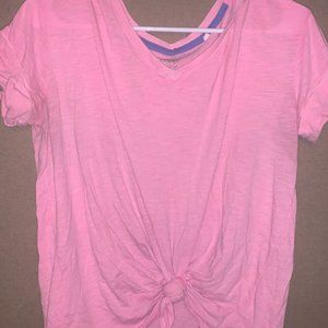 very cute v-neck pink knot t-shirt